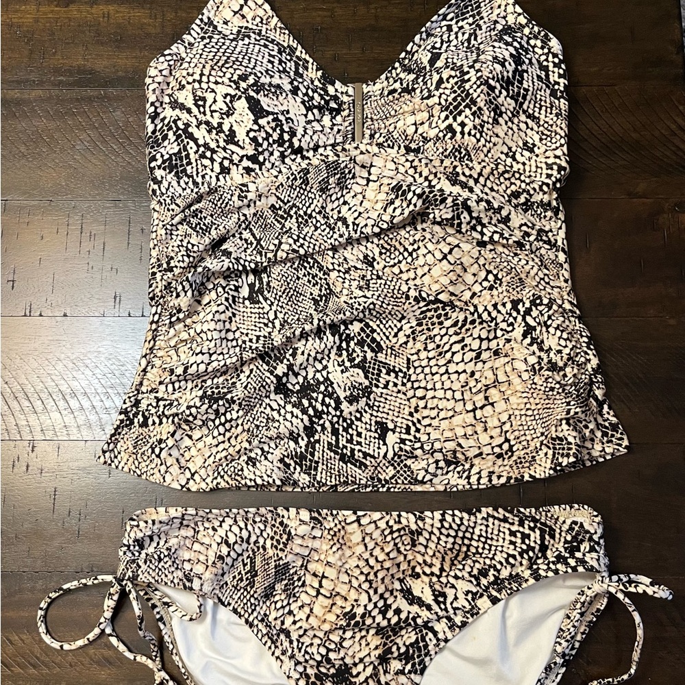 Snakeskin Print Tankini Set Top-L Bottom-M